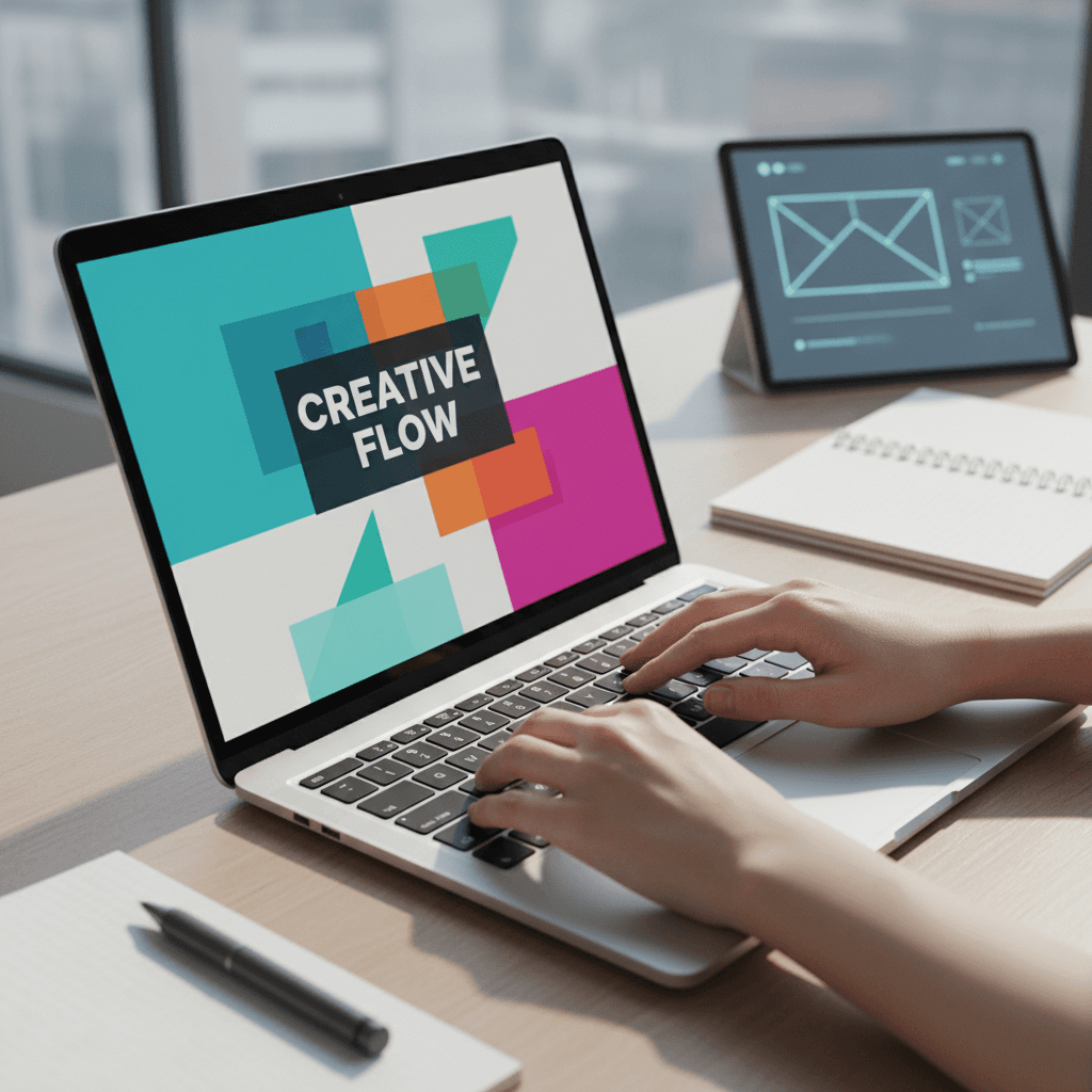 Designer working on website creation on laptop